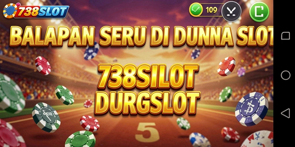 Tangkapan layar gameplay 738SLOT yang menunjukkan balapan slot yang seru.