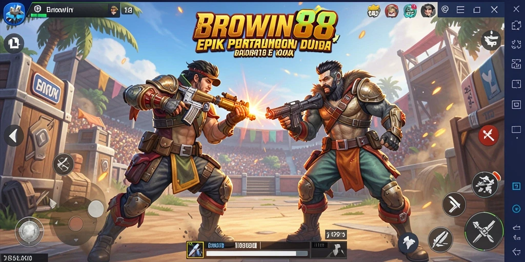 Screenshot gameplay BROWIN88 menampilkan aksi Battle Royale yang mendebarkan.
