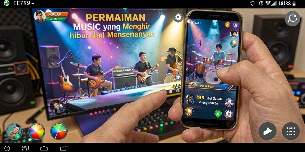 Screenshot yang menunjukkan gameplay menarik dari permainan musik EE789.