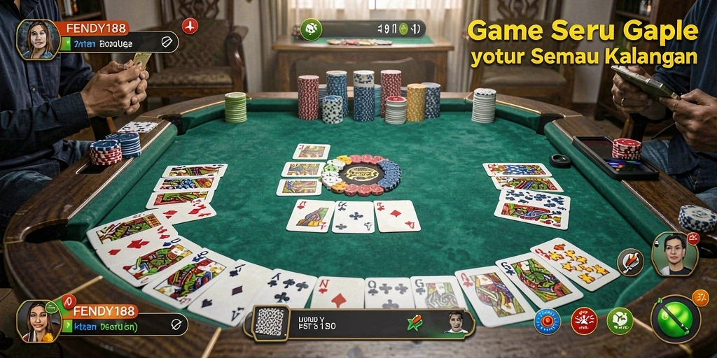 Screenshot FENDY188 menampilkan gameplay Gaple yang menarik dan seru.