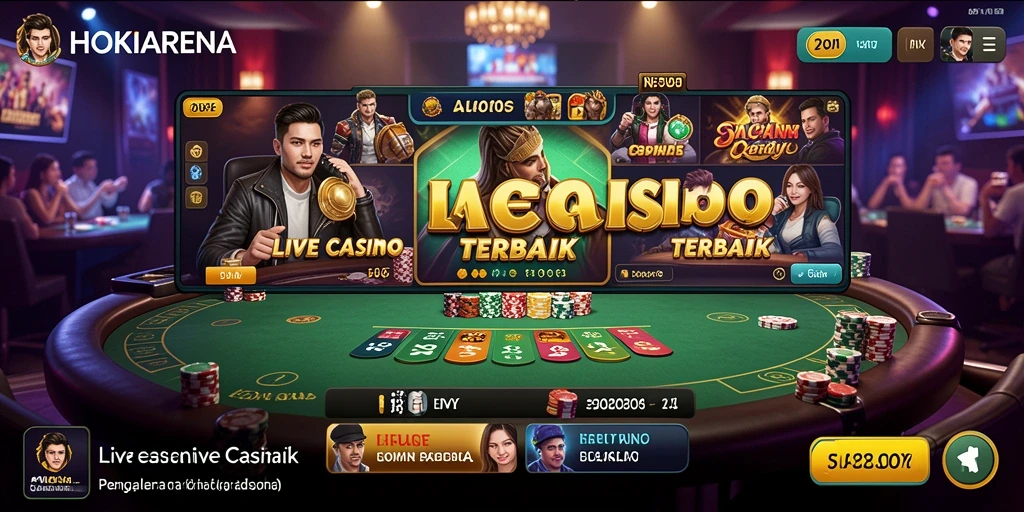 Tampilan permainan HOKIARENA dengan dealer langsung yang memukau.