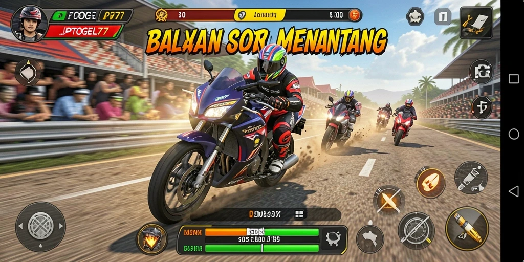 Tampilan gameplay seru dalam balapan motor di JPTOGEL77.