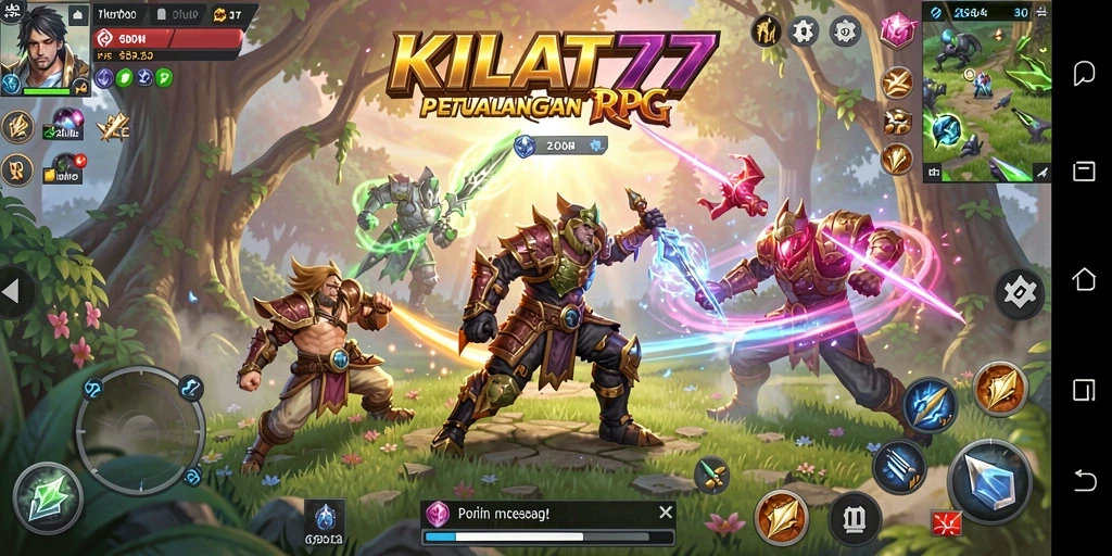 Screenshot utama KILAT77 menampilkan aksi bertarung seru dalam permainan RPG.