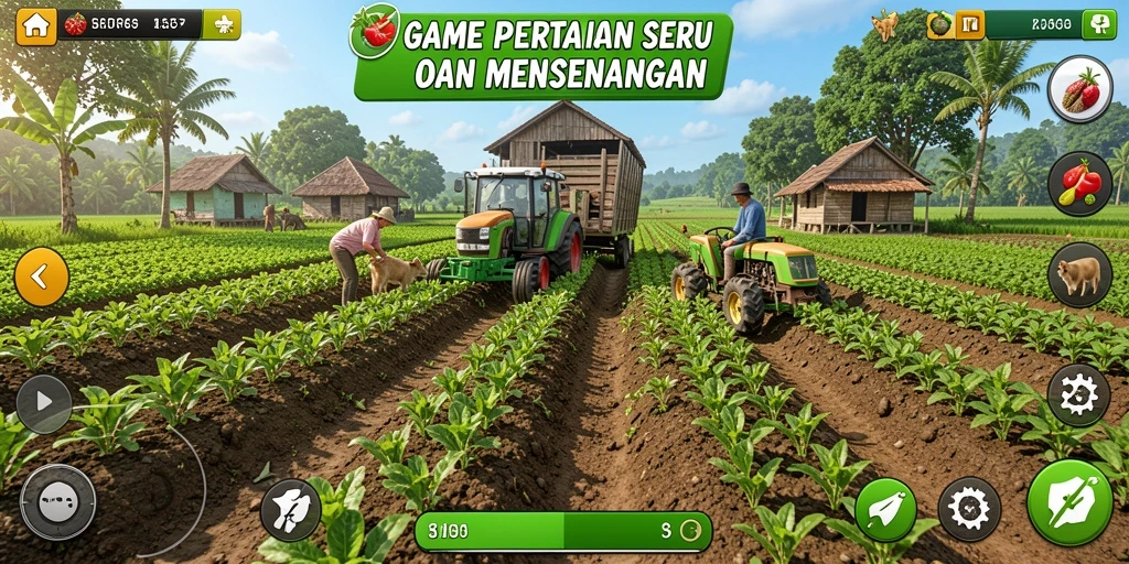 Screenshot KKRP menampilkan aktivitas bertani yang seru dan interaktif.