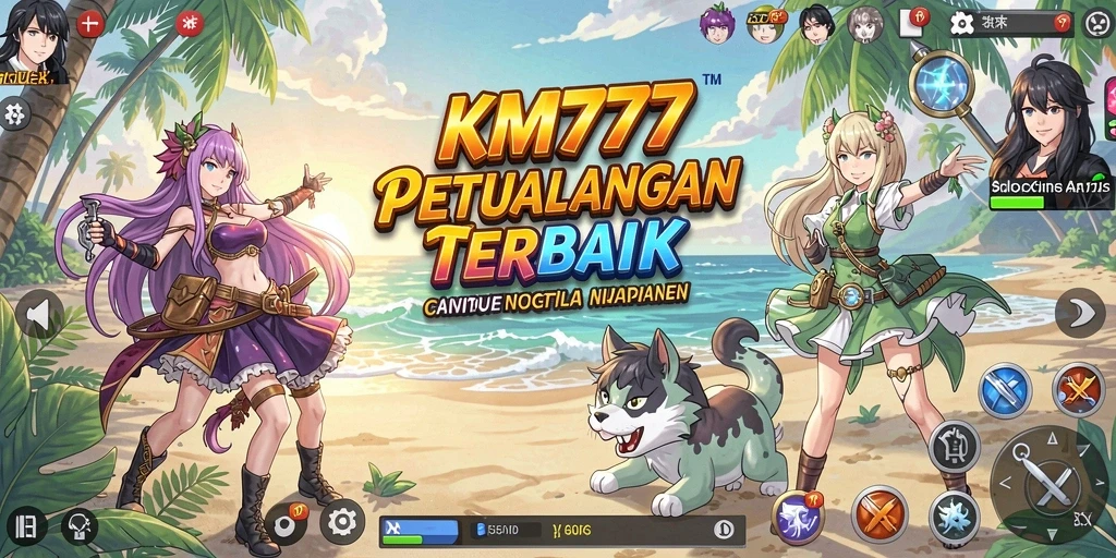 Tampilan menarik gameplay anime di KM777 yang penuh warna.