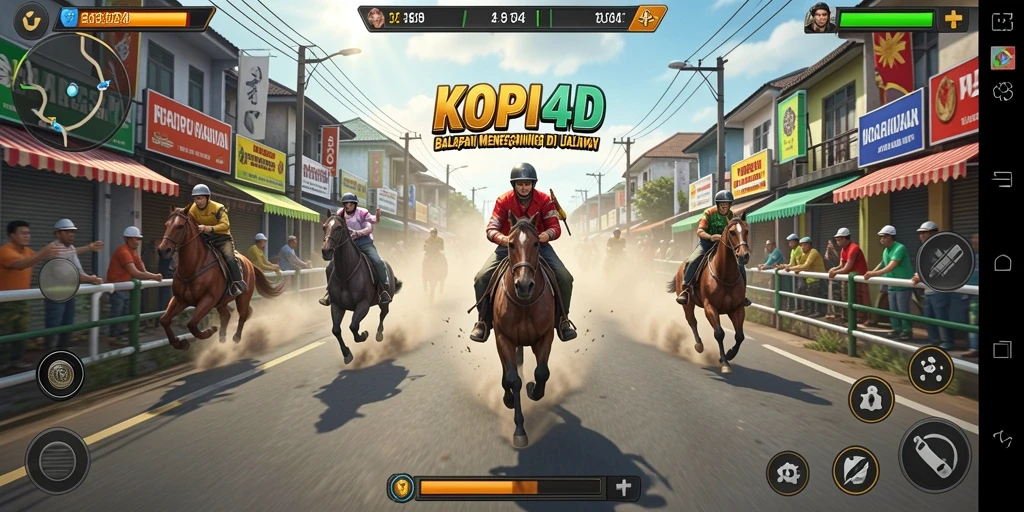 Gameplay menegangkan di KOPI4D dengan mobil balap yang cepat.