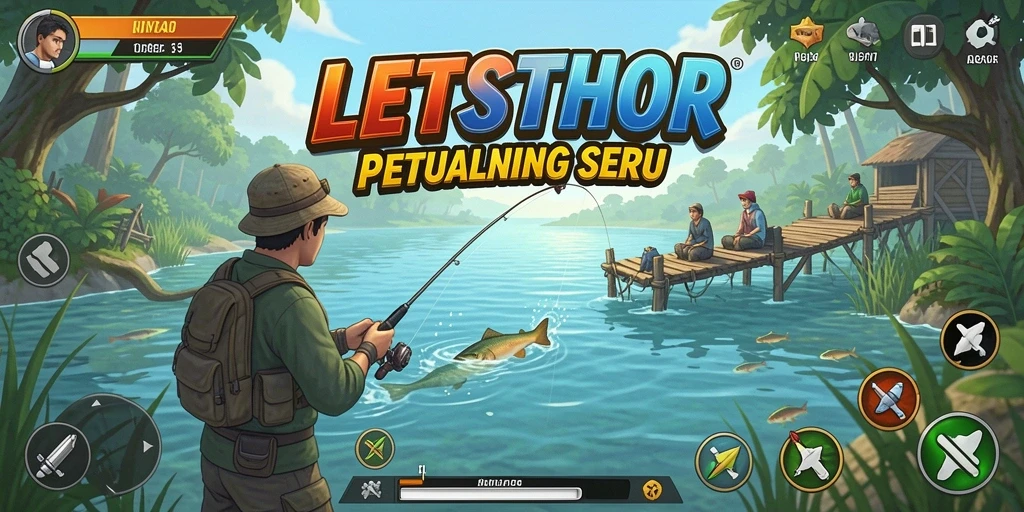 Gameplay seru LETSTHOR dengan beragam ikan yang menunggu untuk ditangkap.