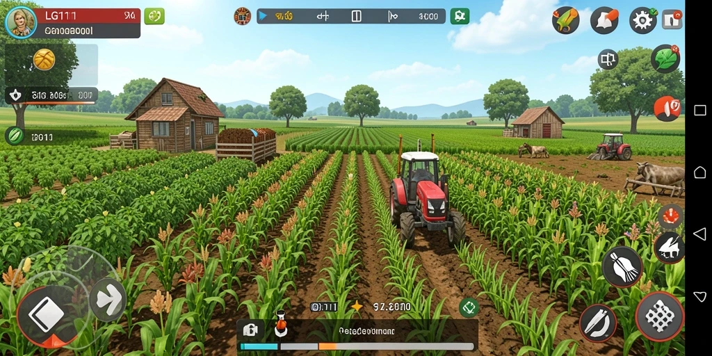 Tampilkan gameplay LG111 dengan aktivitas bertani yang seru.