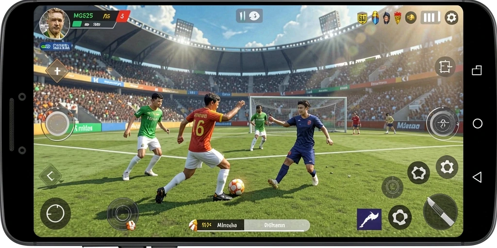 Tampilan gameplay MG525 yang dinamis dan mendebarkan di arena olahraga.