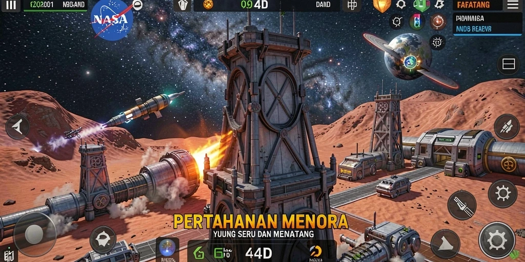 Tampilan gameplay Tower Defense yang intens dan strategis.