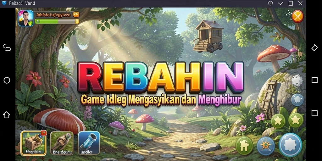 Tampilan gameplay REBAHIN yang menawan dengan karakter yang otomatis berkembang.