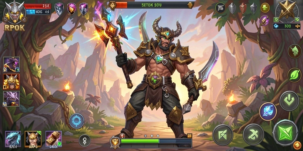 Tampilan mendebarkan dari gameplay ARPG RPOK saat melawan monster besar.