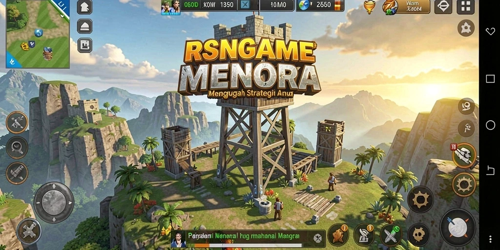 Screenshot RSNGAME menampilkan aksi menara pertahanan melawan gelombang musuh.