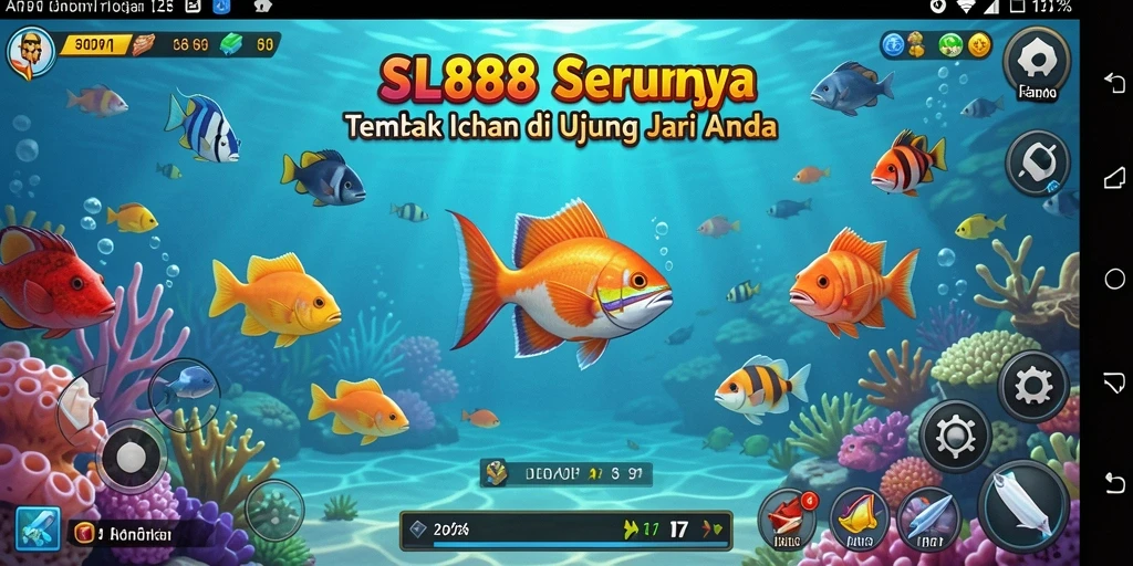 Tampilan gameplay menembak ikan yang seru dan penuh warna.