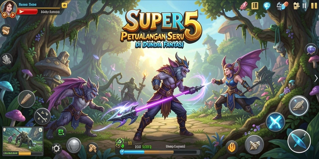 Tampilan gameplay SUPER5 yang menampilkan petualangan seru dan grafis yang mengagumkan.