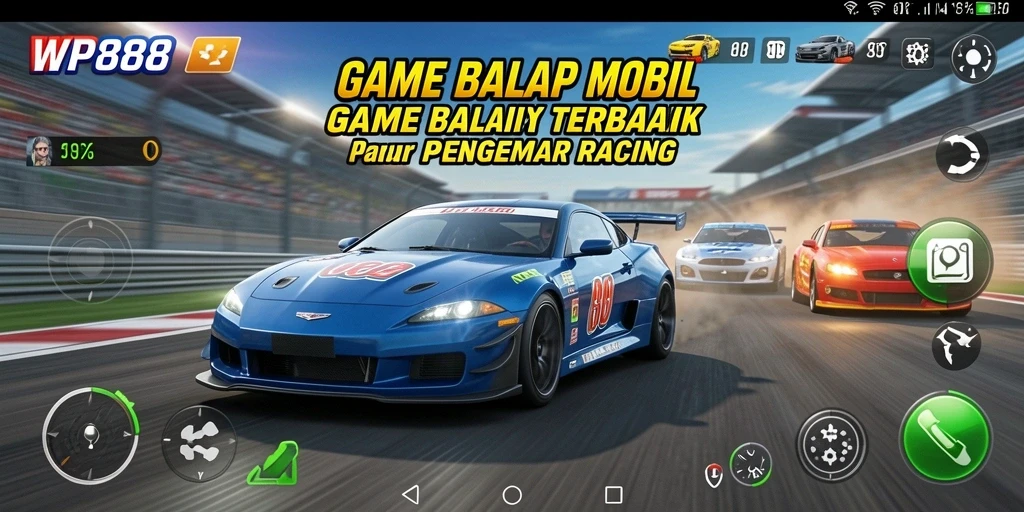Tampilan utama gameplay WP888 yang mendebarkan saat balapan.